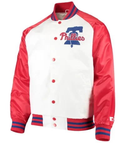 Philadelphia Phillies Clean-Up Hitter White-Red Satin Jacket