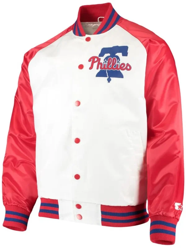 Philadelphia Phillies Clean-Up Hitter White-Red Satin Jacket