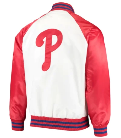 Philadelphia Phillies Clean-Up Hitter White-Red Satin Jacket