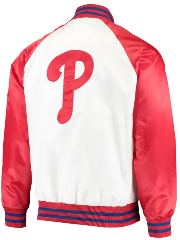Philadelphia Phillies Clean-Up Hitter White-Red Satin Jacket