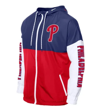 Philadelphia Phillies Color Block Red-Royal Hoodie Windbreaker