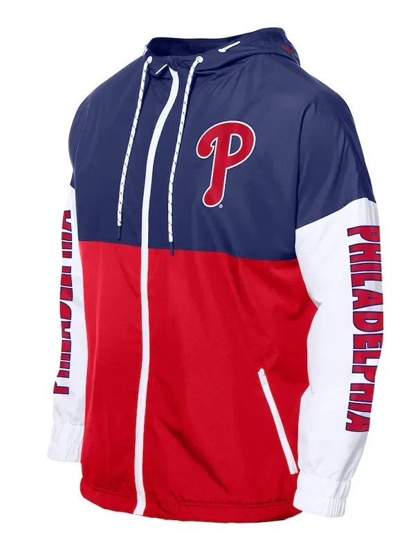 Philadelphia Phillies Color Block Red-Royal Hoodie Windbreaker