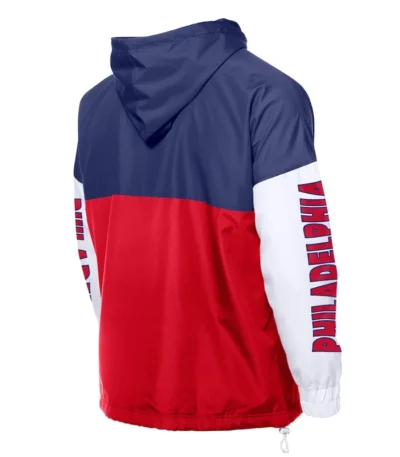 Philadelphia Phillies Color Block Red-Royal Hoodie Windbreaker