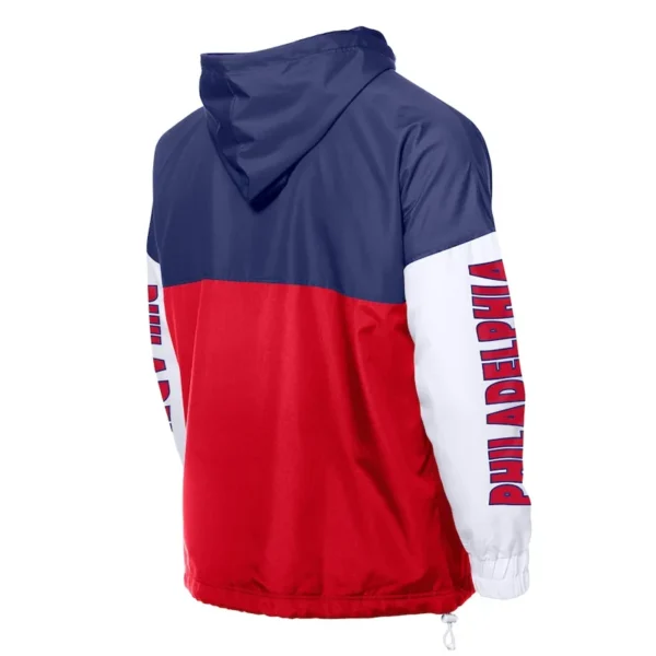Philadelphia Phillies Color Block Red-Royal Hoodie Windbreaker