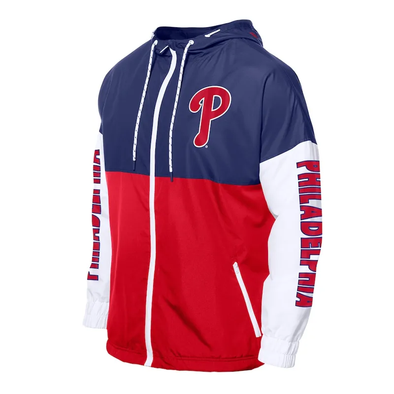Philadelphia Phillies Color Block Red-Royal Hoodie Windbreaker Philadelphia Phillies Color Block Red-Royal Hoodie Windbreaker