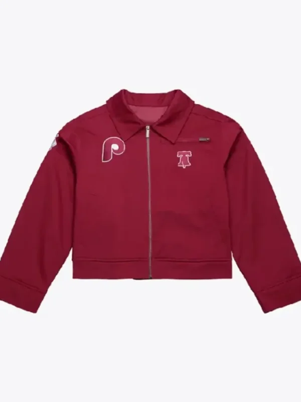 Philadelphia Phillies Cropped Burgundy Mechanic Jacket