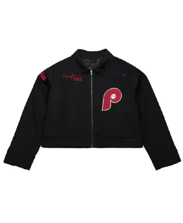 Philadelphia Phillies Cropped Mechanic Black Jacket