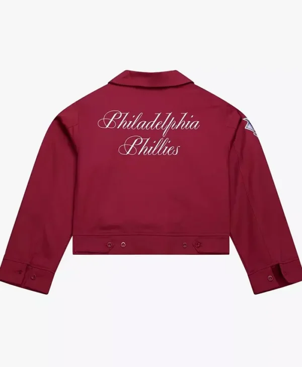 Philadelphia Phillies Cropped Burgundy Mechanic Jacket