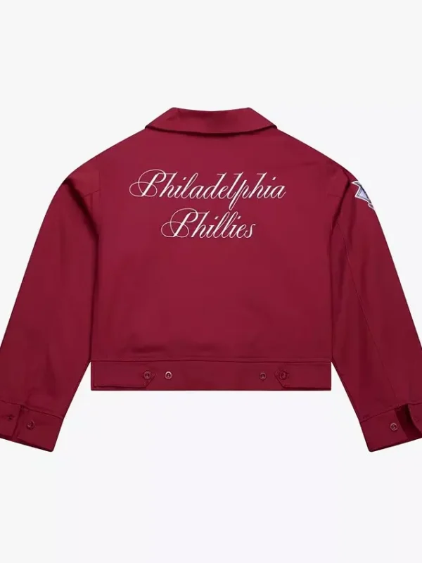 Philadelphia Phillies Cropped Burgundy Mechanic Jacket