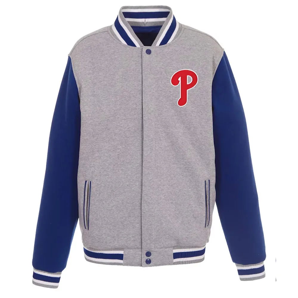 Philadelphia Phillies Gray and Royal Varsity Wool Jacket Philadelphia Phillies Gray and Royal Varsity Wool Jacket