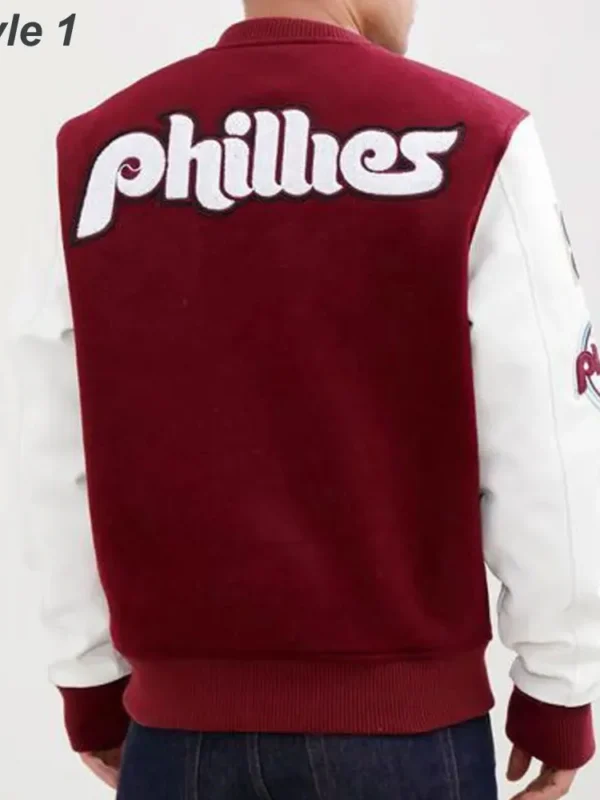 Philadelphia Phillies Letterman Burgundy and White Jacket