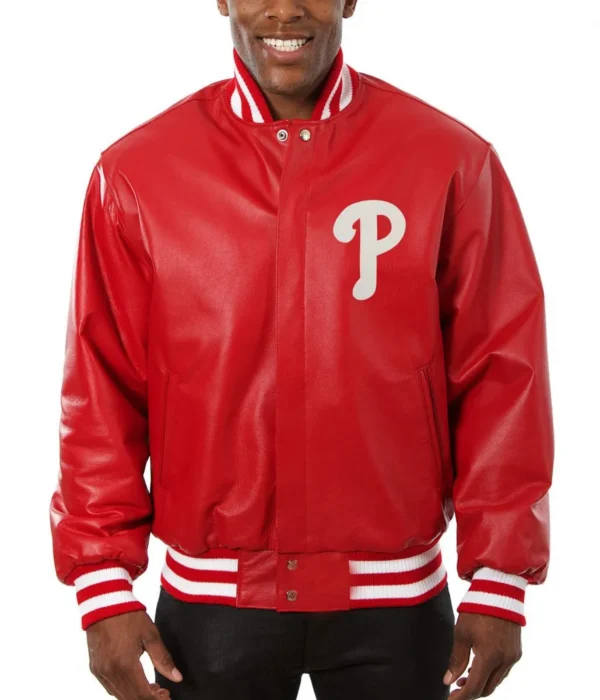 Philadelphia Phillies Letterman Red Leather Jacket