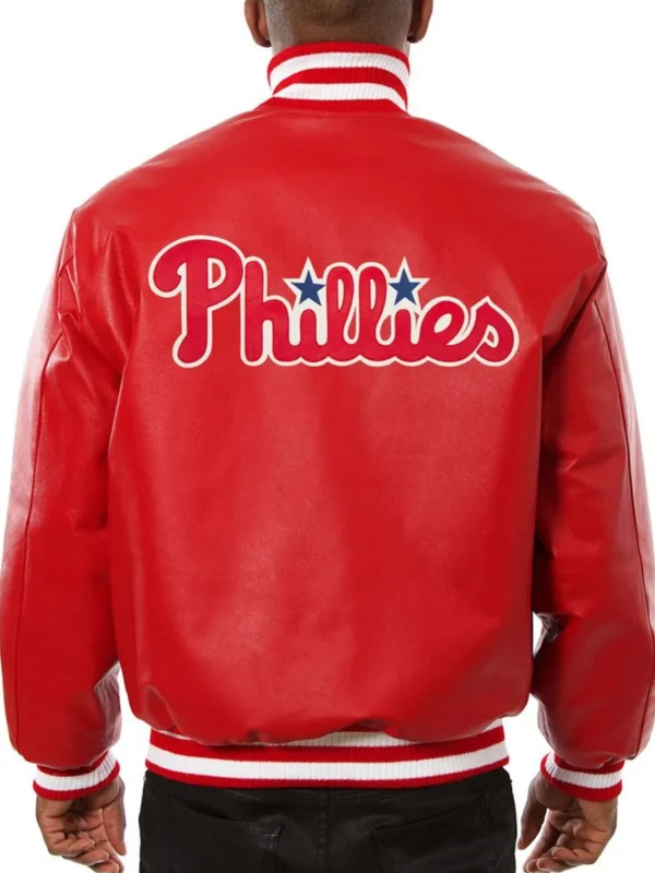 Philadelphia Phillies Letterman Red Leather Jacket