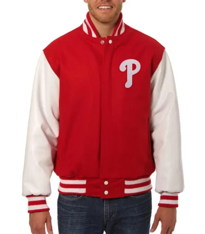Philadelphia Phillies Letterman Red and White Jacket