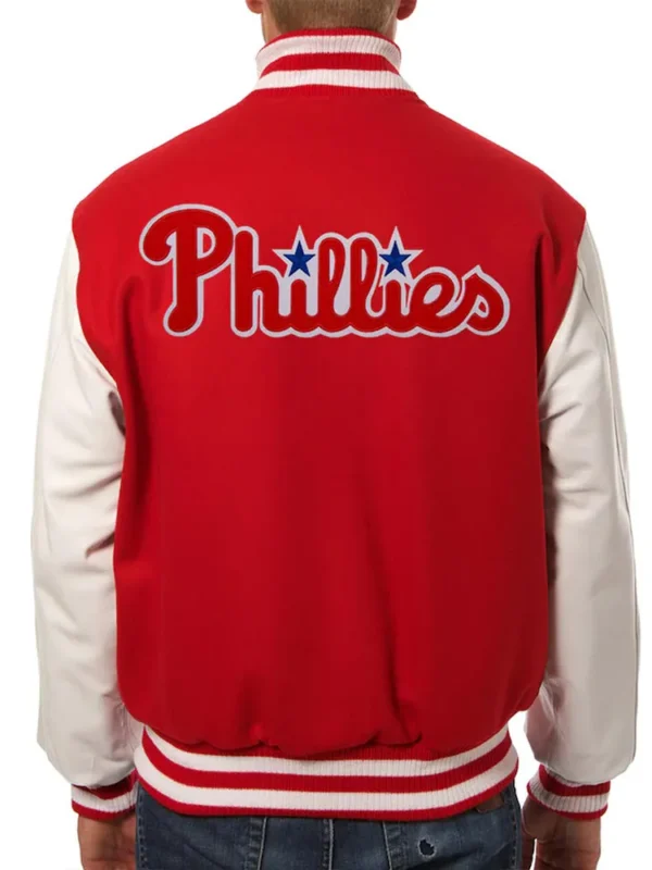 Philadelphia Phillies Letterman Red and White Jacket