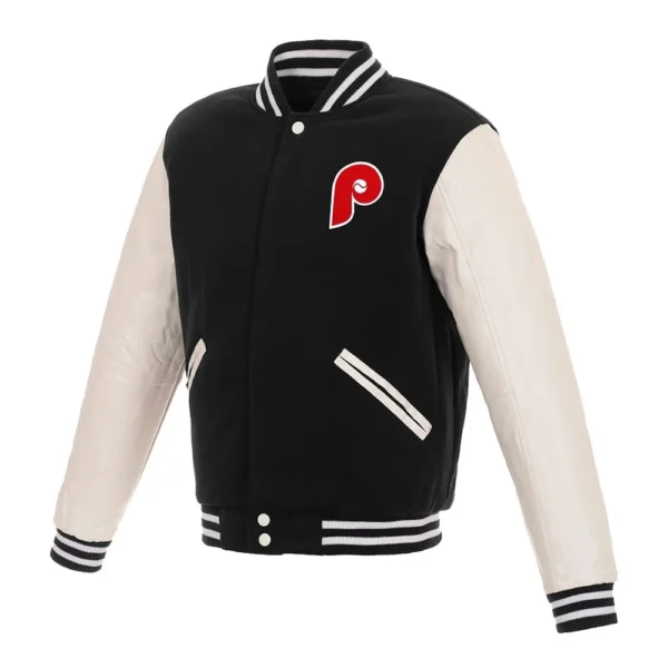 Philadelphia Phillies Letterman White and Black Jacket