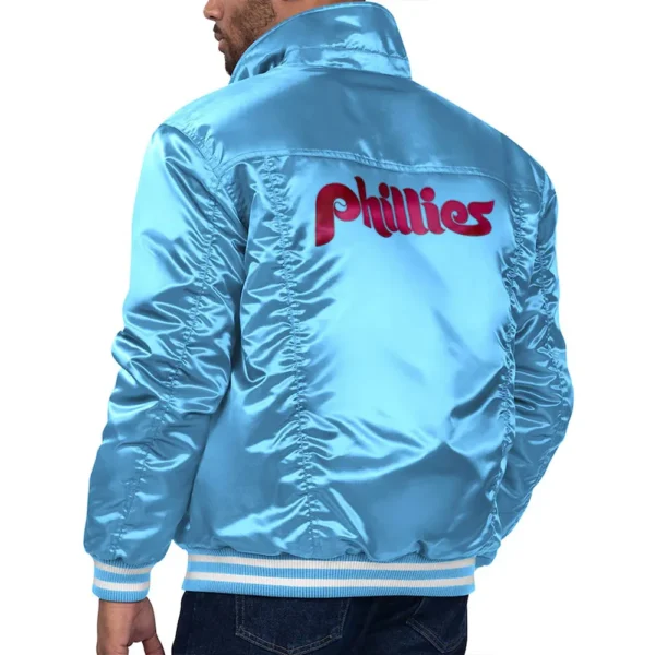 Philadelphia Phillies Light Blue Silver Tab Trucker Jacket