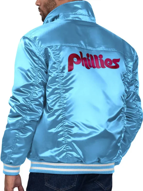 Philadelphia Phillies Light Blue Silver Tab Trucker Jacket