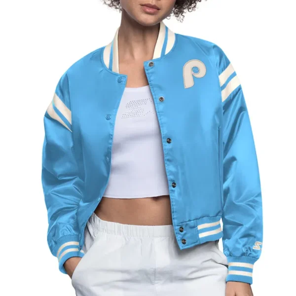 Philadelphia Phillies Light Blue-White Full Count Satin Jacket