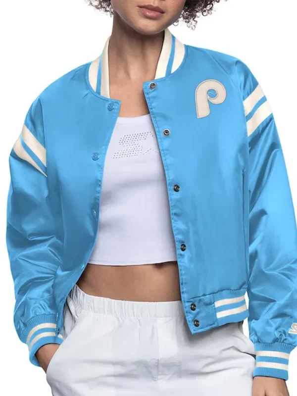 Philadelphia Phillies Light Blue-White Full Count Satin Jacket