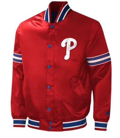 Philadelphia Phillies Midfield Red Varsity Satin Jacket