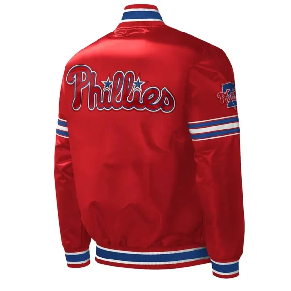 Philadelphia Phillies Midfield Red Varsity Satin Jacket