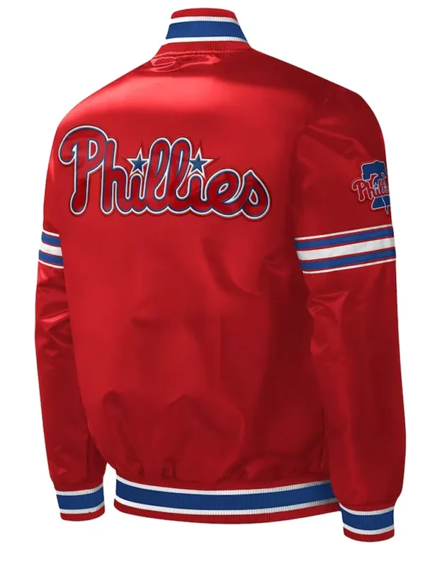 Philadelphia Phillies Midfield Red Varsity Satin Jacket