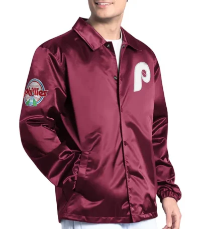 Philadelphia Phillies Point Man Coaches Burgundy Jacket