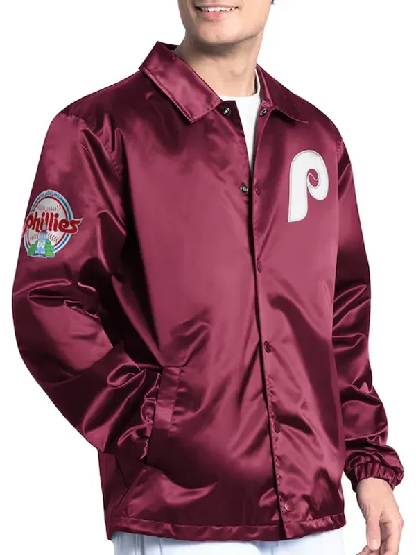 Philadelphia Phillies Point Man Coaches Burgundy Jacket