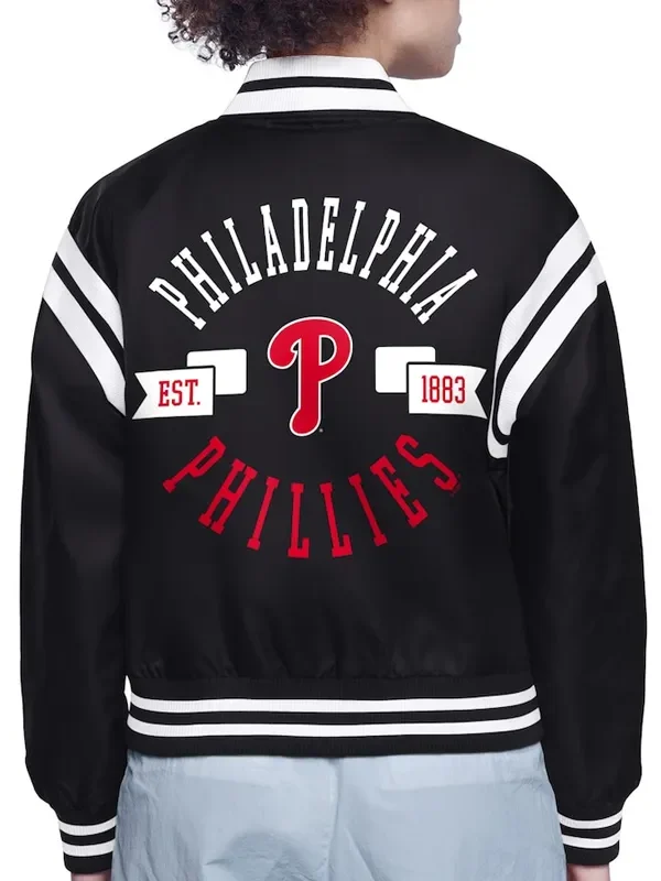 Philadelphia Phillies Printed Logo Varsity Satin Jacket