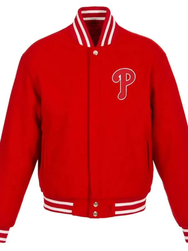 Philadelphia Phillies Red Letterman Wool Jacket