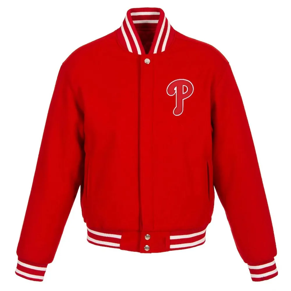 Philadelphia Phillies Red Letterman Wool Jacket Philadelphia Phillies Red Letterman Wool Jacket