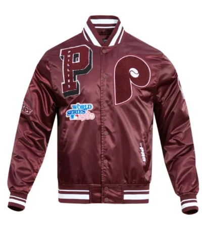 Philadelphia Phillies Retro Mashup Classic Rib Satin Jacket
