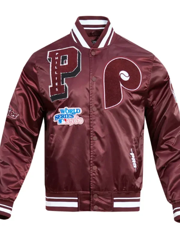 Philadelphia Phillies Retro Mashup Classic Rib Satin Jacket