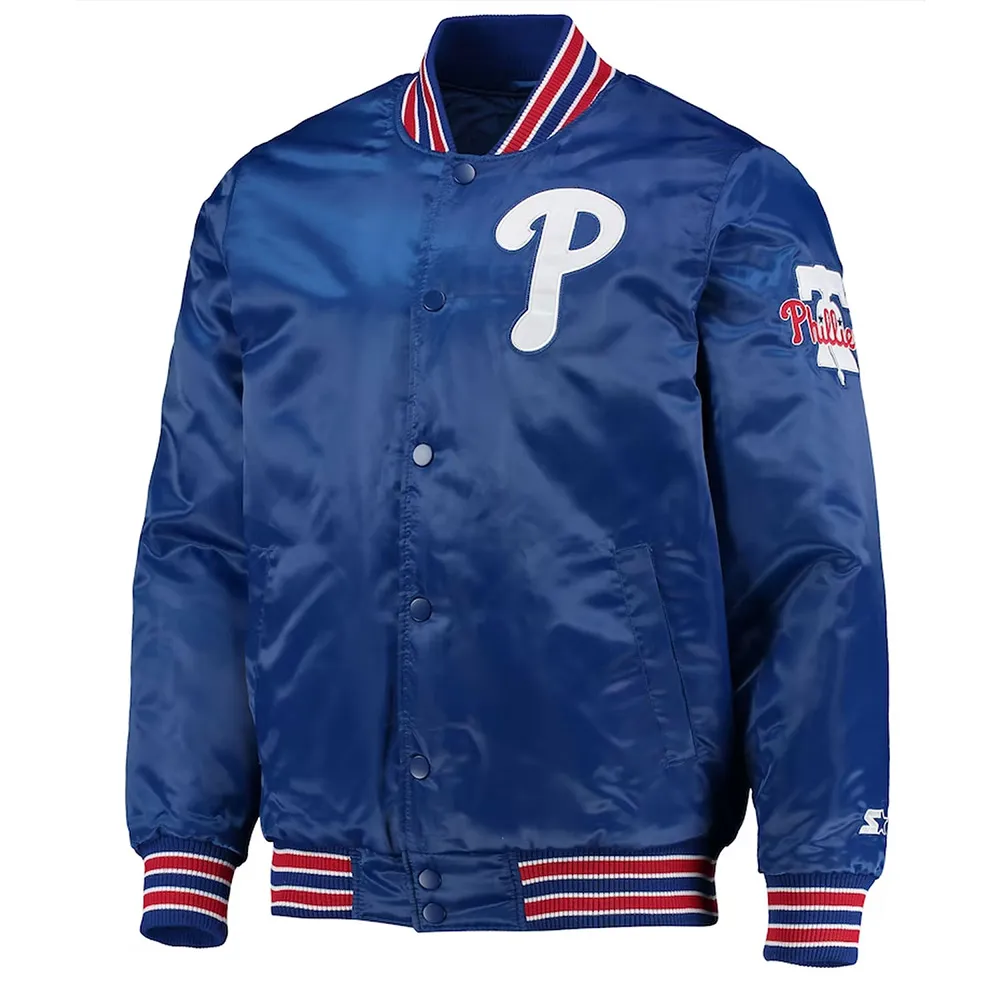 Philadelphia Phillies The Diamond Royal Satin Jacket Philadelphia Phillies The Diamond Royal Satin Jacket