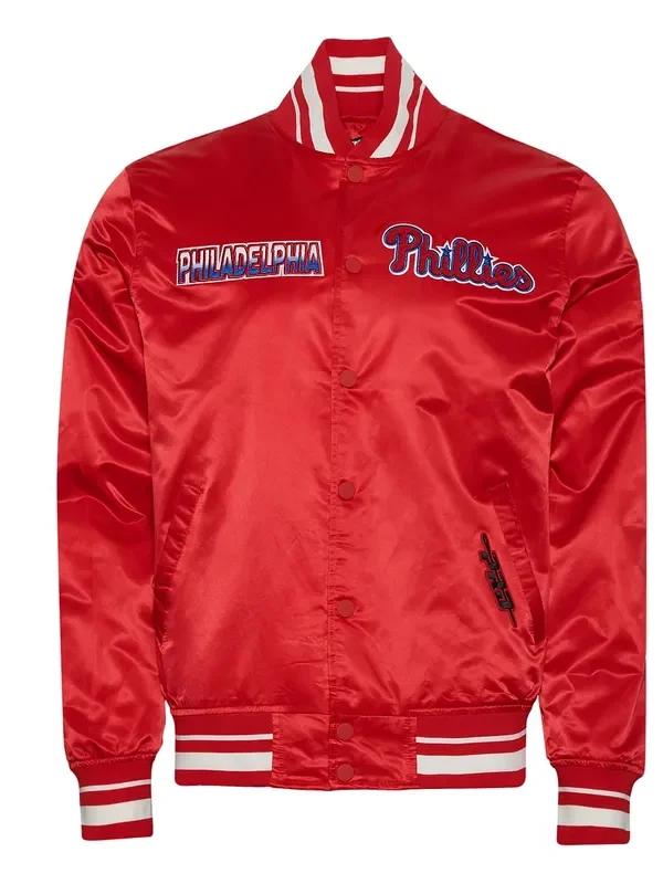 Philadelphia Phillies Turn It Up M Classic Rib Red Satin Jacket