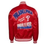 Philadelphia Phillies Turn It Up M Classic Rib Red Satin Jacket