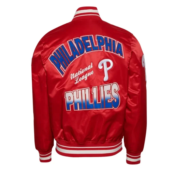 Philadelphia Phillies Turn It Up M Classic Rib Red Satin Jacket