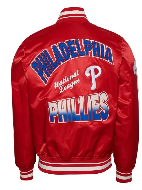 Philadelphia Phillies Turn It Up M Classic Rib Red Satin Jacket