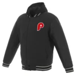 Philadelphia Phillies Varsity Black and Charcoal Hooded Jacket