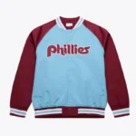 Philadelphia Phillies Vintage Logo Double Clutch Blue Satin Jacket
