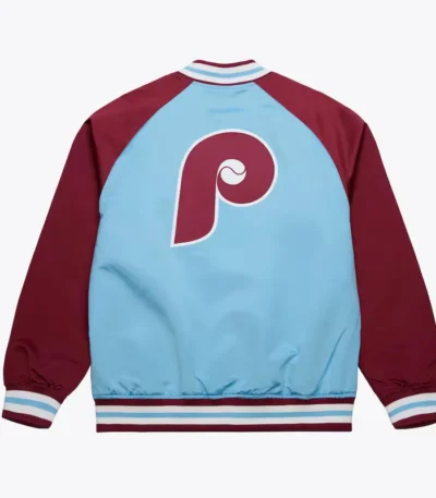 Philadelphia Phillies Vintage Logo Double Clutch Blue Satin Jacket