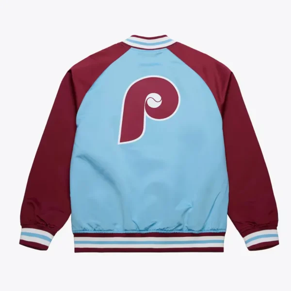 Philadelphia Phillies Vintage Logo Double Clutch Blue Satin Jacket
