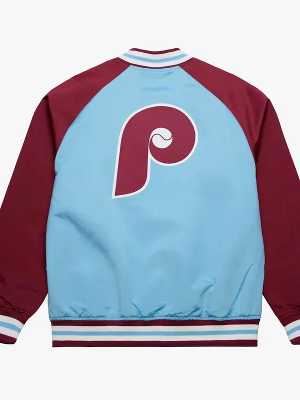 Philadelphia Phillies Vintage Logo Double Clutch Blue Satin Jacket