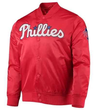 Philadelphia Phillies Wordmark Satin Red Full-Snap Jacket