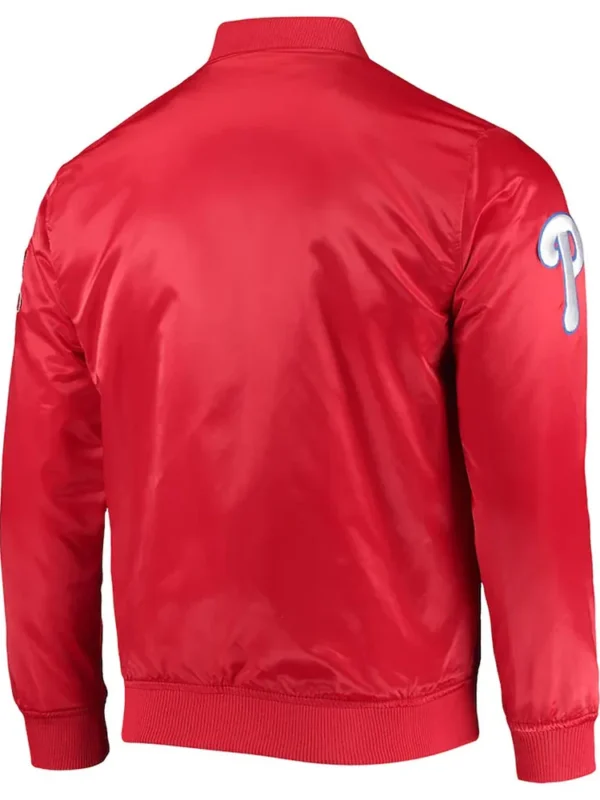 Philadelphia Phillies Wordmark Satin Red Full-Snap Jacket