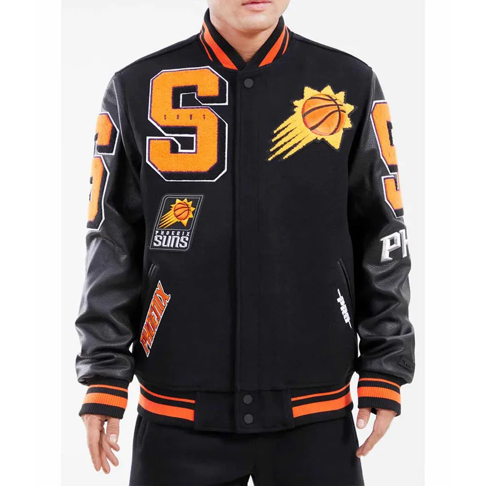 Phoenix Suns Black Mashup Varsity Jacket Phoenix Suns Black Mashup Varsity Jacket