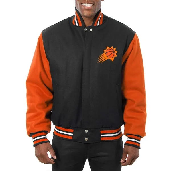 Phoenix Suns Domestic Two-Tone Varsity Black-Orange Wool Jacket