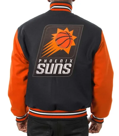 Phoenix Suns Domestic Two-Tone Varsity Black-Orange Wool Jacket