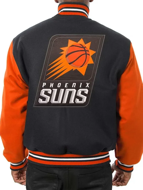 Phoenix Suns Domestic Two-Tone Varsity Black-Orange Wool Jacket